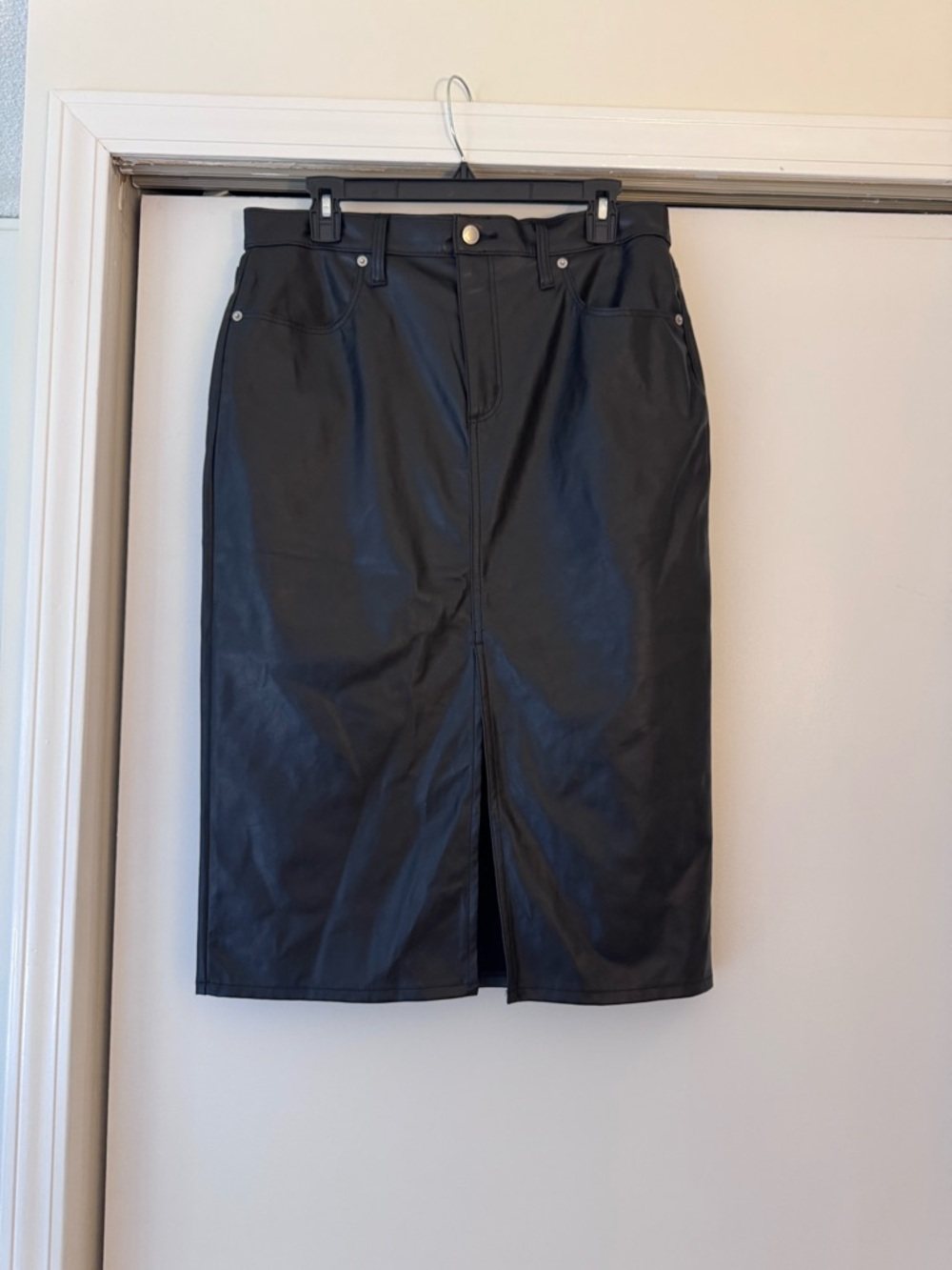 Universal Thread Black Faux Leather Midi Skirt